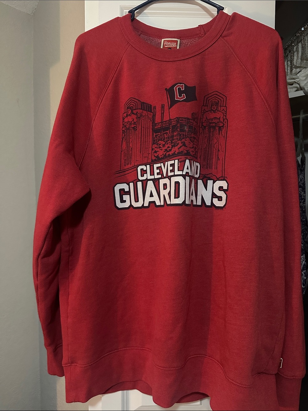 Heritage Red Cleveland Guardians Crewneck Sweatshirt